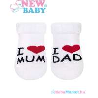 NEW BABY Csecsemő frottír zokni - New Baby fehér I Love Mum and Dad 62 (3-6 hó)