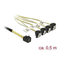 DeLock Delock Mini SAS HD SFF-8643 > 4 x SATA 7 Pin, ívelt, 0,5 m kábel (85684)