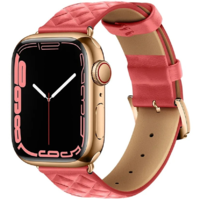 Hoco Apple Watch 1-6, SE (42 / 44 mm) / Watch 7-8 (45 mm) / Watch Ultra (49 mm), bőr pótszíj, gyémánt minta, Hoco WA18, rózsaszín (137672)