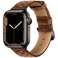 Hoco Apple Watch 1-6, SE (38 / 40 mm) / Watch 7-8 (41 mm), bőr pótszíj, gyémánt minta, Hoco WA18, barna (137664)