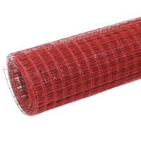 vidaXL piros PVC-bevonatú acél csirkeháló drótkerítés 10 x 0,5 m (143670)