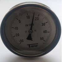T-METER T-METER hőmérő -30°C/+50°C, átmérő 100, hátsó csatlakozású 1/2", L=100 mm (rozsdamentes)
