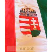 Hunbolt Függőleges nemzeti színű címeres zászló, lobogó 100x200 cm, 4 karabinerrel