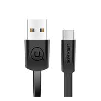 Sony USAMS U2 adatkábel és töltő (USB - Type-C, gyorstöltés támogatás, 120cm, lapos kábel) FEKETE Sams...