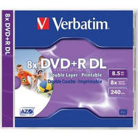 VERBATIM DVD+R Verbatim 8,5GB 8x kétrétegű nyomtatható, normál tok "Double Layer"