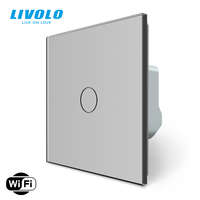  C706WFS LIVOLO 106 alternatív WiFi okos váltó érintőkapcsoló, Fázis-Nulla bekötés, 240V 5A, ezüst kristályüveg