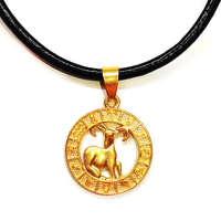 MariaKing Bak-Horoszkóp arany színű medál műbőr lánccal