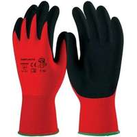 Coverguard Kesztyű mártott latex textil kézháttal fekete/piros 9