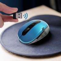  Vezeték nélküli optikai egér USB adapterrel, 2,4 GHz, 1200 dpi, kék