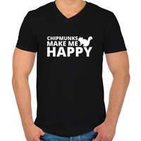 printfashion Chipmunks make me happy - Férfi V-nyakú póló - Fekete
