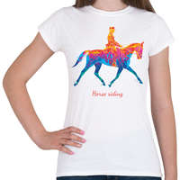printfashion Horse riding - Színes - Női póló - Fehér