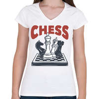 printfashion Sakk - Chess - Női V-nyakú póló - Fehér
