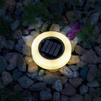  Napelemes kerti lámpa kör alakú, melegfehér LED 10,5cm