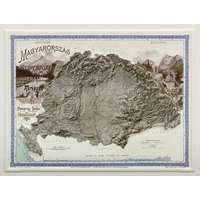 Magyar Honvédség - HM Térképészeti Kht. Magyarország hegyrajzi és vízrajzi térképe dombortérkép, képeslap MH. 22 x 18 cm 1899 év
