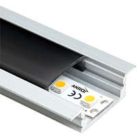  ALP-001 Ezüst - Alumínium U profil LED szalaghoz, süllyeszthető (Fekete búrával)