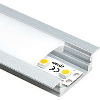 ALP-001 Ezüst - Alumínium U profil LED szalaghoz, süllyeszthető (Opál búrával)