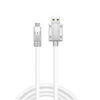 Ezone JKT folyékony szilikon töltő kábel, USB-C/USB csatlakozó, 120W gyors töltés, 1 méter, fehér
