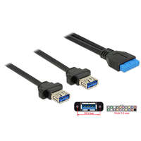 Delock Delock USB 3.0-s csatlakozóhüvellyel ellátott kábel, 2,00 mm, 19 tus > 2 x USB 3.0 A típusú csatlako
