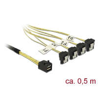 Delock Delock Kábel Mini SAS HD SFF-8643 > 4 x SATA 7 Pin, ívelt, 0,5 m