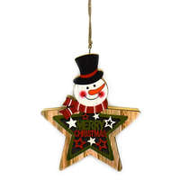 Fakopáncs Dekorációs figura (hóember csillag, Merry Christmas felirattal, LED világítással)
