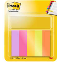 3M POSTIT Jelölőcímke, papír, 5x50 lap, 15x50 mm, 3M POSTIT, "Energetic", vegyes színek