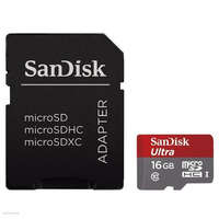 SANDISK Memóriakártya SanDisk Micro SDHC Ultra 16GB + adapter Class10, A1+Android APP