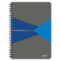 Leitz Spirálfüzet, A5, kockás, 90 lap, laminált karton borító, LEITZ "Office", szürke-kék