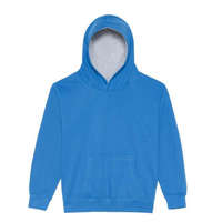 Just Hoods Just Hoods Gyerek kapucnis pulóver kontrasztos színű kapucni béléssel AWJH003J, Sapphire Blue/Heather Grey-3/4