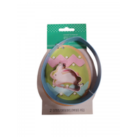 Kiszúró forma 2 részes húsvéti tojás és nyúl fém rózsaszín T13116