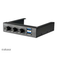 Akasa Akasa - Ventilátor szabályzó FC06 V2 3.5" 3 csatornás Fekete + 2x USB 3.0 Port