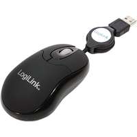 Logilink LOGILINK - Mini USB optikai notebook egér visszahúzható kábellel - FEKETE