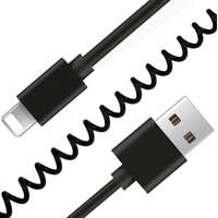 Gembird Gembird USB szinkron és töltő spirálkábel iPhone-hoz, 1,5 m, fekete