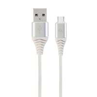 Gembird Gembird - Premium cotton braided USB A - TYPE C összekötő kábel 1m - CC-USB2B-AMCM-1M-BW2