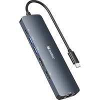 Sandberg Sandberg Notebook Dokkoló - USB-C 8K Display Dock (Bemenet: USB-C; Kimenet: HDMI+DP+2xUSB-A3.0+USB-C+RJ45; 8K/30Hz) - 136-43
