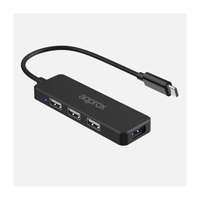 Approx APPROX USB HUB - Type-C 4in1 HUB (3db USB2.0, 1db USB3.0) Fekete