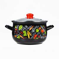 TOO TOO BELLY FARM BLACK 2,1 literes, 16cm átmérő, 11cm magasságú lábas (fazék) üveg fedővel