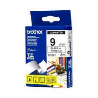 Brother Brother TZE-221 laminált P-touch szalag (9mm) Black on White - 8m