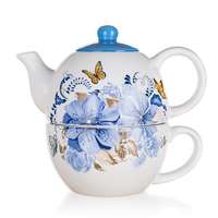 MK Home Kék virág teáskanna csészével 360+330ml