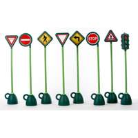 Kresz tábla szett ( 9 db jelzőtábla + 1 jelzőlámpa, nagyméretű stabil kresz szett