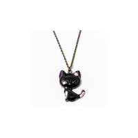 Fashion Antikolt nyaklánc fekete macska medállal