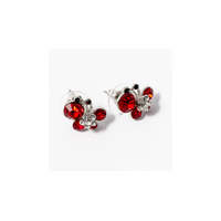 Fashion Ezüst bevonatos pillangós fülbevaló piros kövekkel