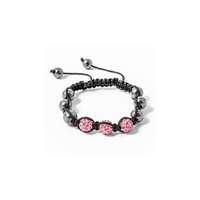 Fashion Shamballa karkötő 3 kristály + 6 csakragolyó pink