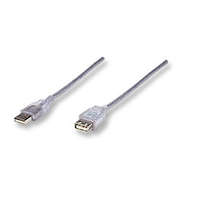 Manhattan Manhattan Hi-Speed USB hosszabbító kábel A-A M/F 4,5m átlátszó ezüst
