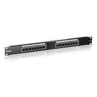 Equip Equip 19" patch panel 16 portos 1U cat.5E fekete