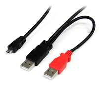 StarTech Startech USB2HAUBY3 USB Y / HDD Hard Drive USB A - Micro B 0.9m adatkábel 0.9m - Fekete/piros
