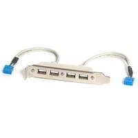 StarTech Startech USBPLATE4 Port USB A /Female/ - 2 Slot Plate IDC hátlapi kivezetés 0.28m - Fehér