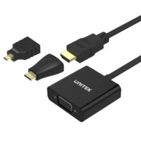 Unitek Unitek Y-6355 Micro/Mini HDMI apa - VGA + 3.5mm Jack anya adapter - Fekete