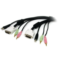 StarTech Startech USBDVI4N1A6 DVI-I + USB-A + 2x Jack 3.5mm - DVI-I + USB-B + 2x Jack 3.5mm (apa - apa) kábel 1.8m - Fekete