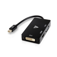V7 V7 Mini DisplayPort apa - VGA + HDMI + DVI anya adapter Fekete