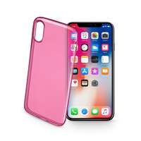 Cellularline Cellularline Color Case Apple iPhone X ultravékony gumi hátlap - Átlátszó rózsaszín